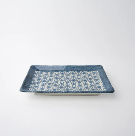 Indigo Ikat Starburst Serving Plate 22cm
