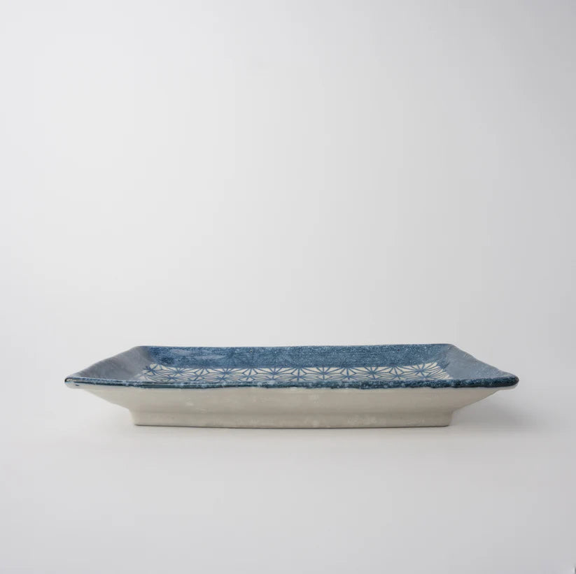 Indigo Ikat Starburst Serving Plate 22cm