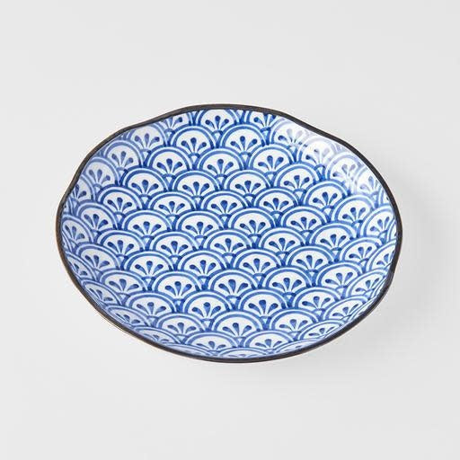 Indigo Petal Crest Ikat Dinner Plate 23cm