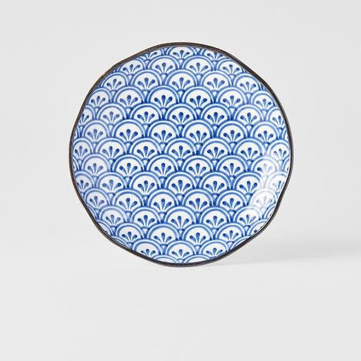 Indigo Petal Crest Ikat Dinner Plate 23cm