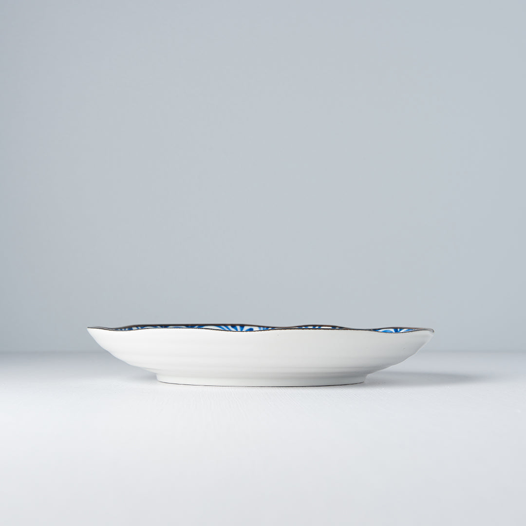 Indigo Petal Crest Ikat Dinner Plate 23cm