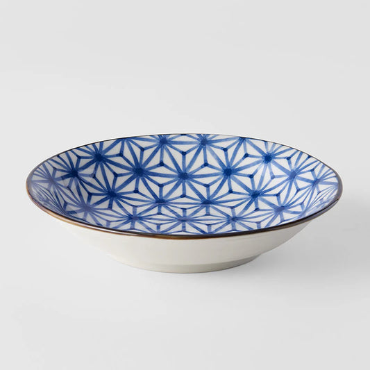Indigo Starburst Ikat Shallow Open Bowl 20.5cm