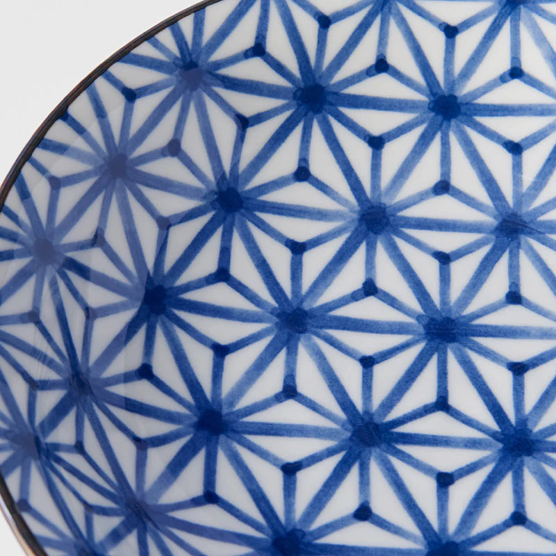 Indigo Starburst Ikat Shallow Open Bowl 20.5cm