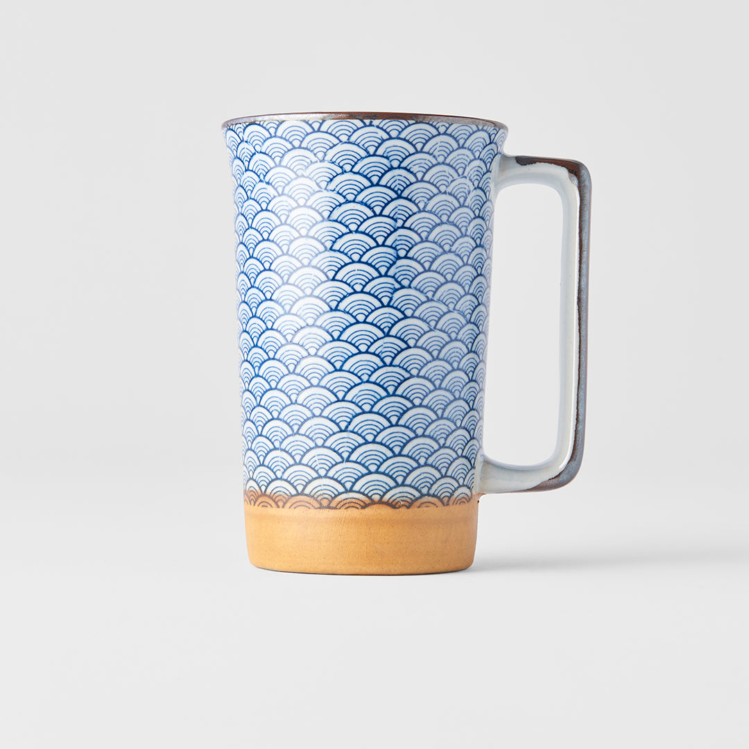 Indigo Wave Mug with Handle 400ml