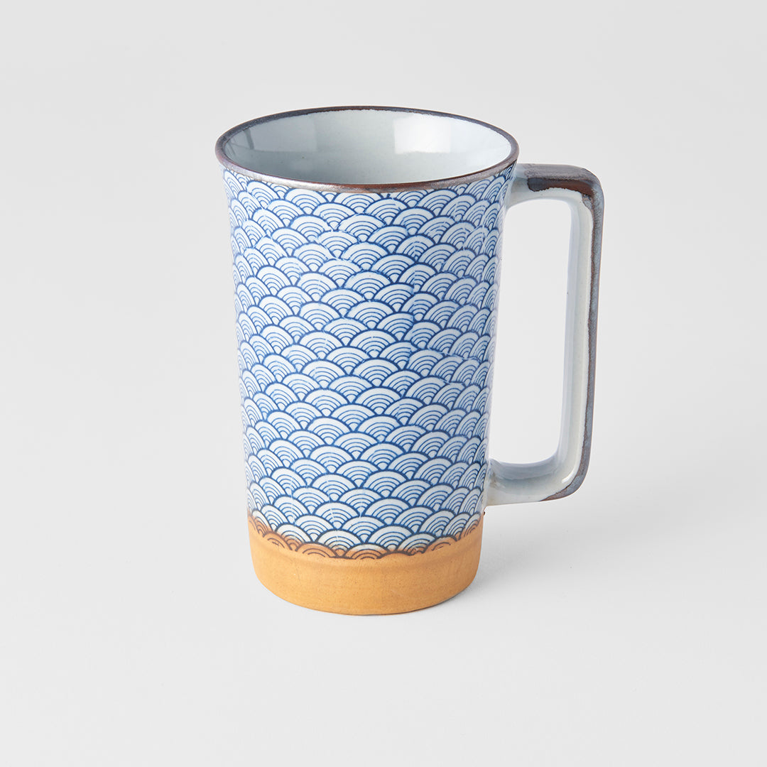 Indigo Wave Mug with Handle 400ml