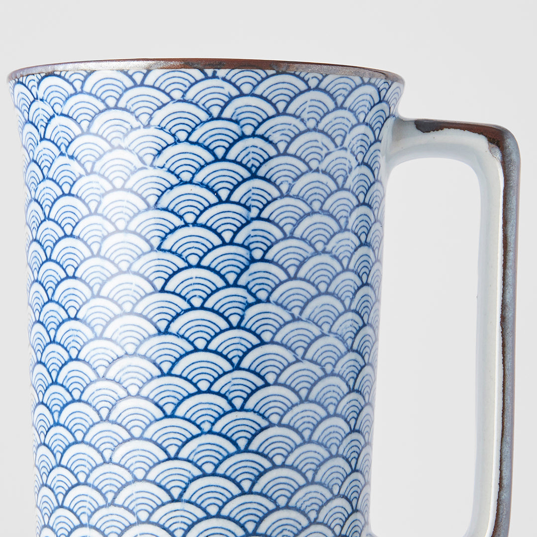 Indigo Wave Mug with Handle 400ml