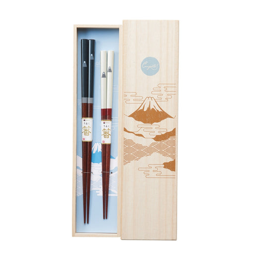 Japanese Mt. Fuji Chopstick Gift Set with Paulownia Wood Box