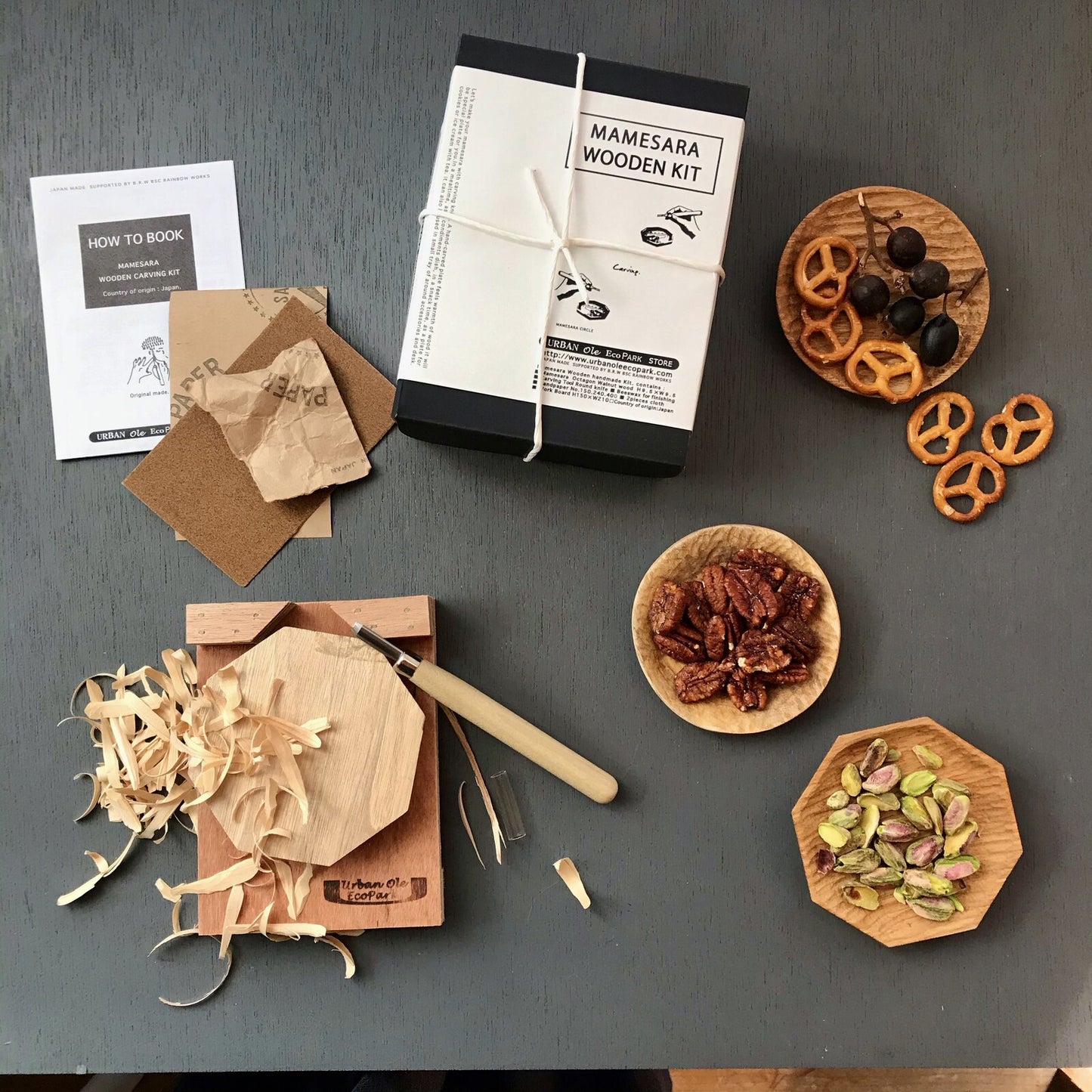 Japanese Wooden Mamesara Dish Carving DIY Kit - Octagon