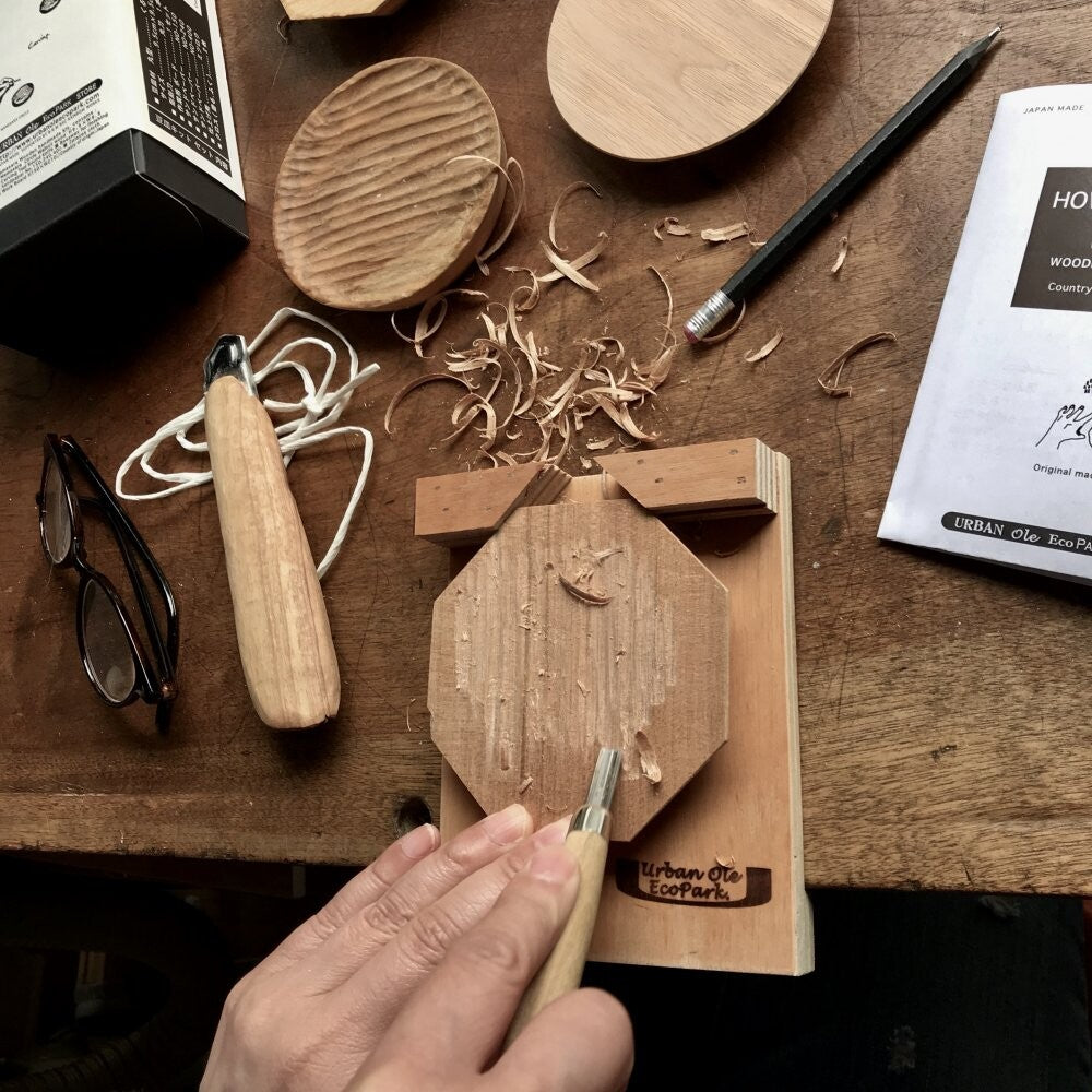 Japanese Wooden Mamesara Dish Carving DIY Kit - Octagon