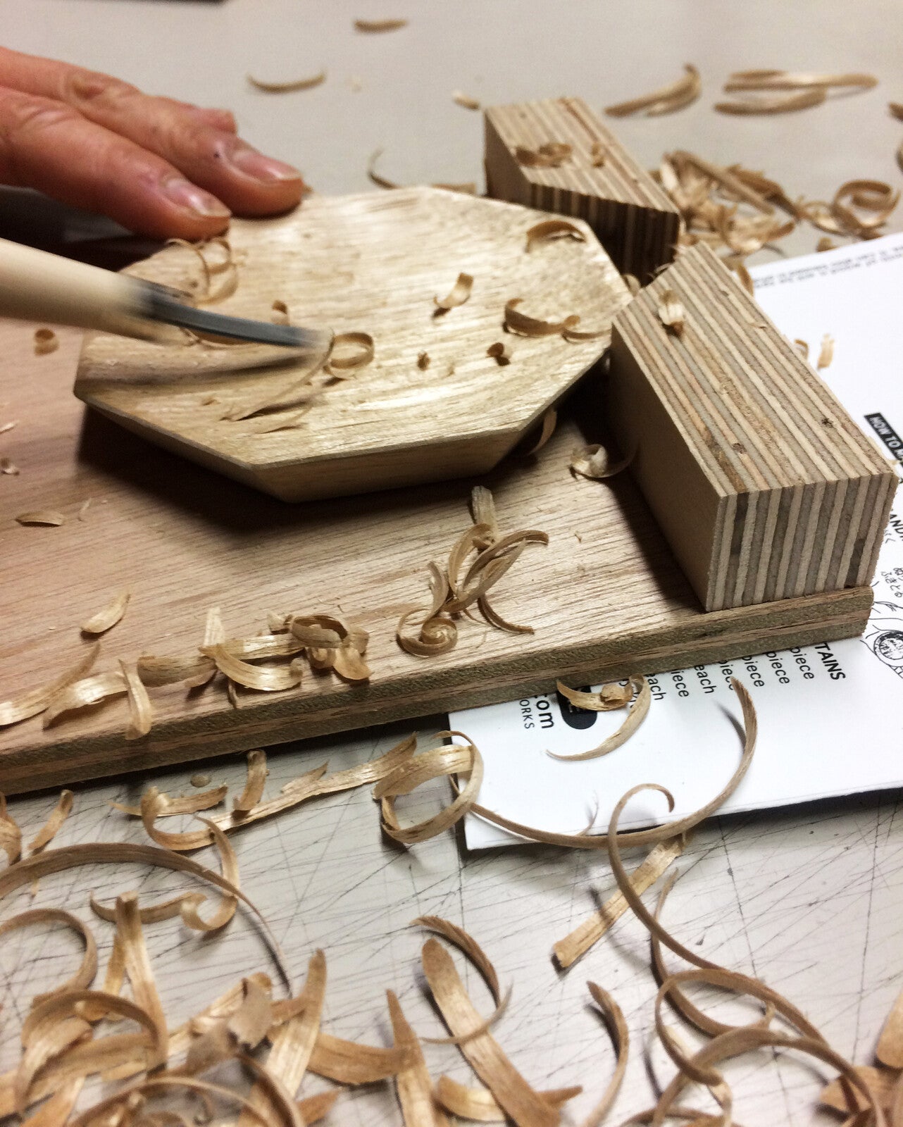 Japanese Wooden Mamesara Dish Carving DIY Kit - Octagon