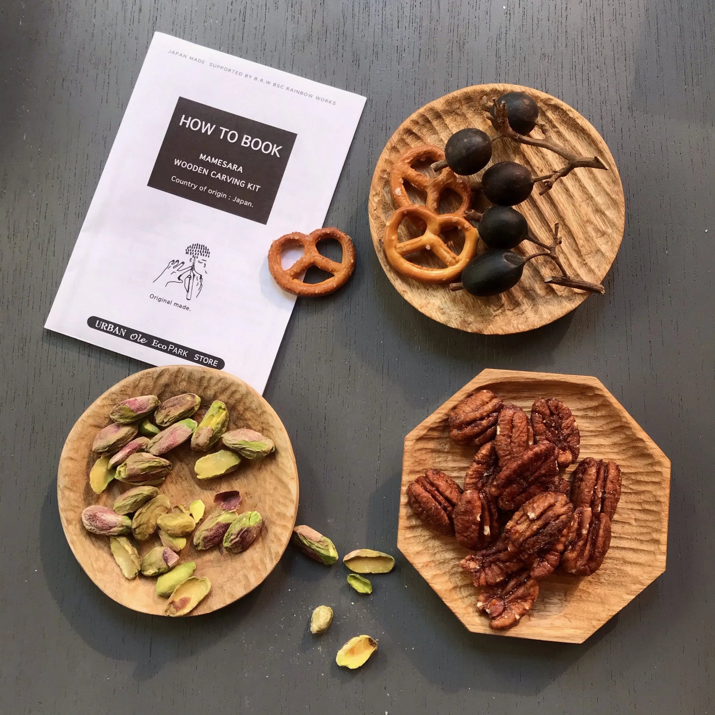 Japanese Wooden Mamesara Dish Carving DIY Kit - Octagon