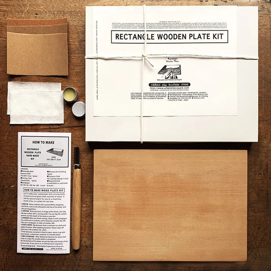 Japanese Wooden Serving Plate Carving DIY Kit - Rectangle
