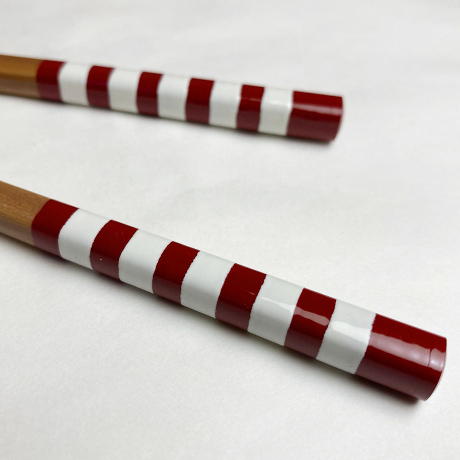KURABI Milk Stripe Chopsticks & Daruma Chopstick Rest Gift Set
