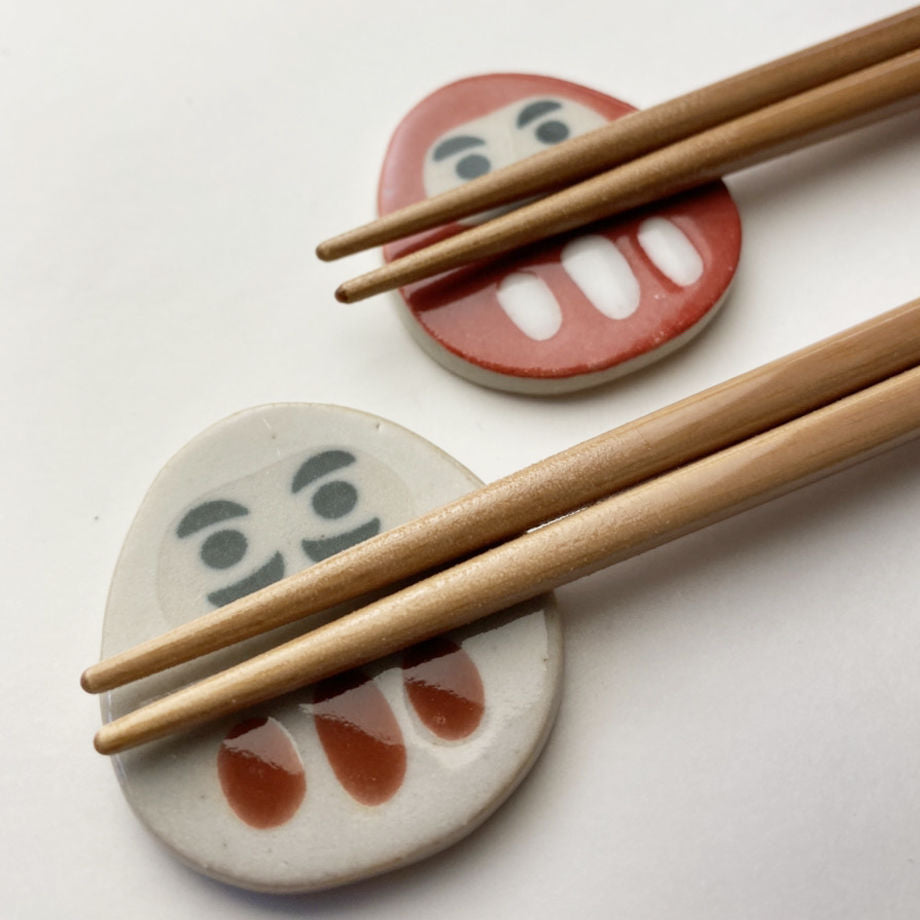 KURABI Milk Stripe Chopsticks & Daruma Chopstick Rest Gift Set