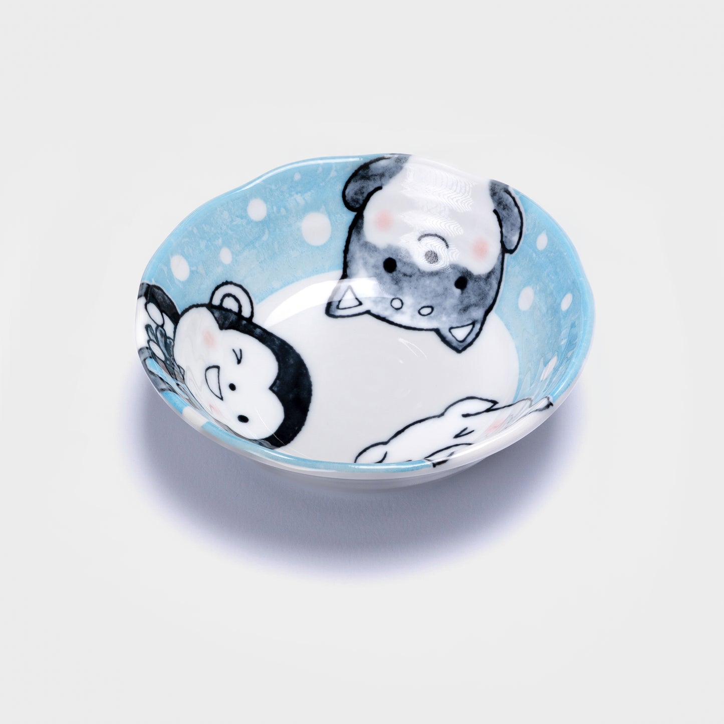 Kawaii Blue Glaze Small Shallow Bowl 14cm