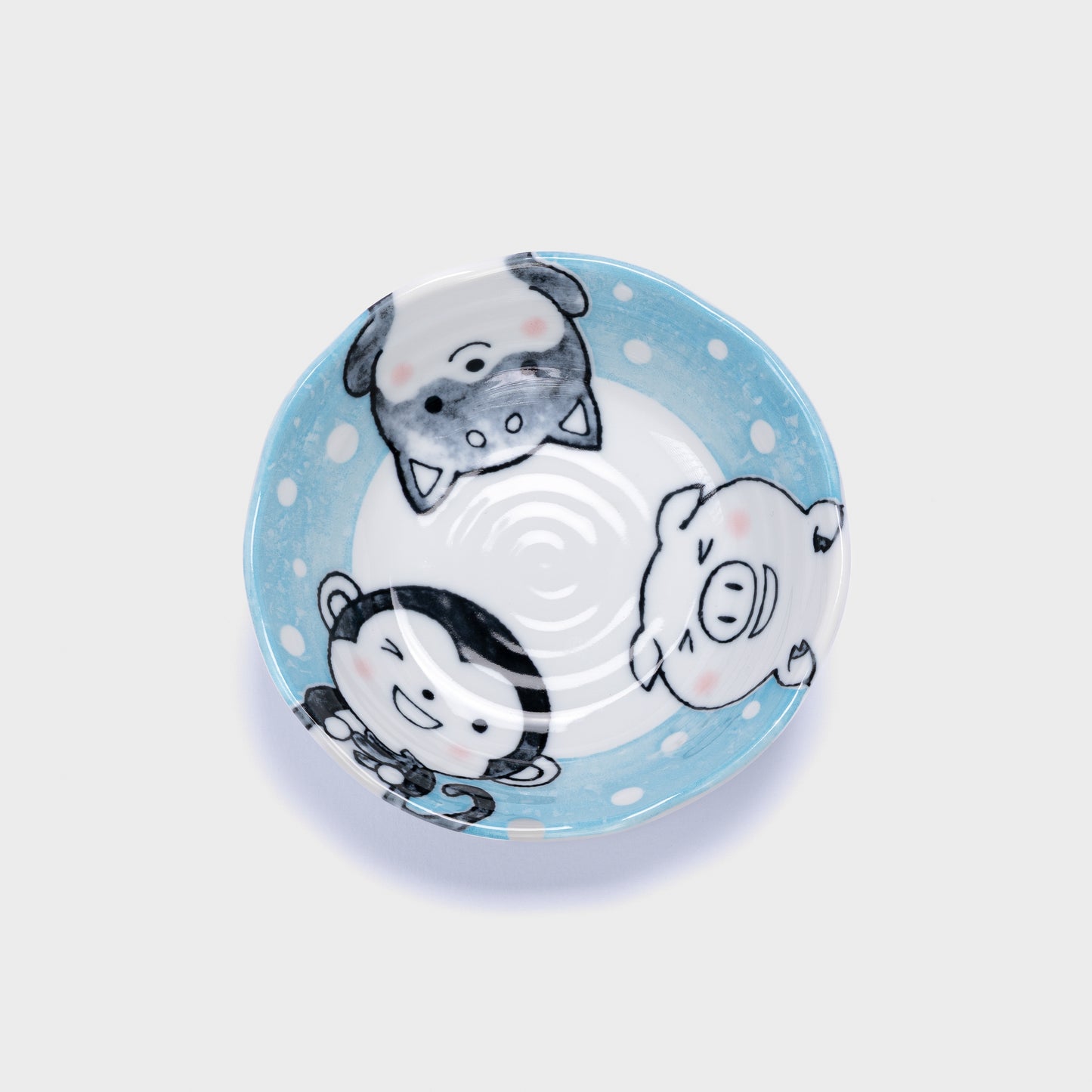 Kawaii Blue Glaze Small Shallow Bowl 14cm