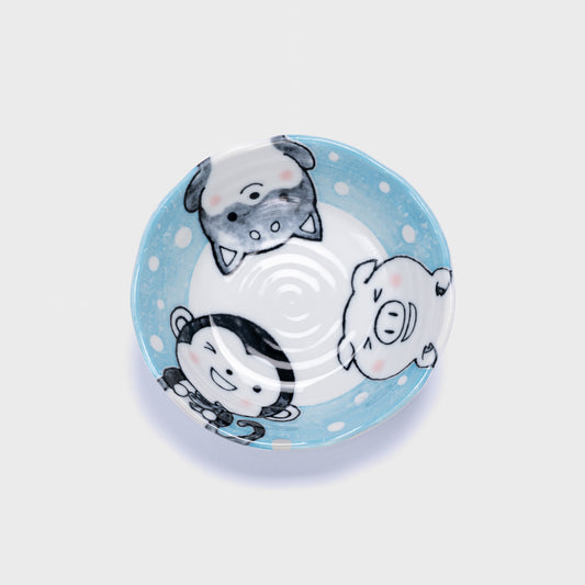 Kawaii Blue Glaze Small Shallow Bowl 14cm