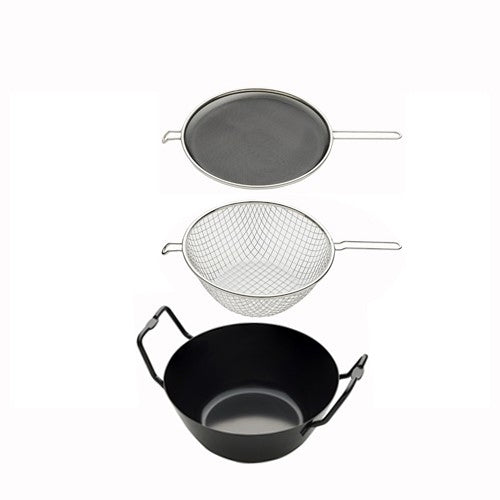 La Base Japanese Iron Tempura Frying Pot Set 22cm