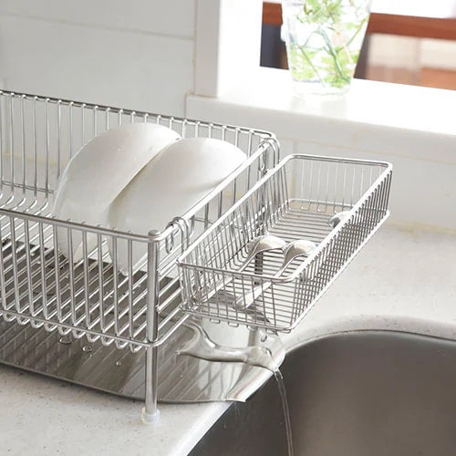 La Base Stainless Steel Large Dish Drainer Rack 3-Piece Set