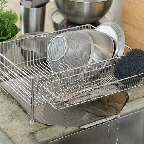 La Base Stainless Steel Large Dish Drainer Rack 3-Piece Set
