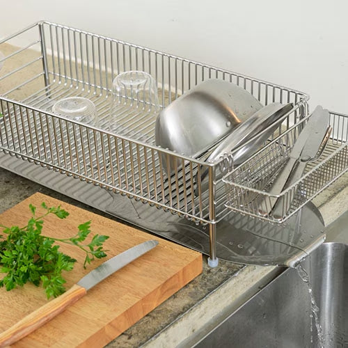 La Base Stainless Steel Large Dish Drainer Rack 3-Piece Set
