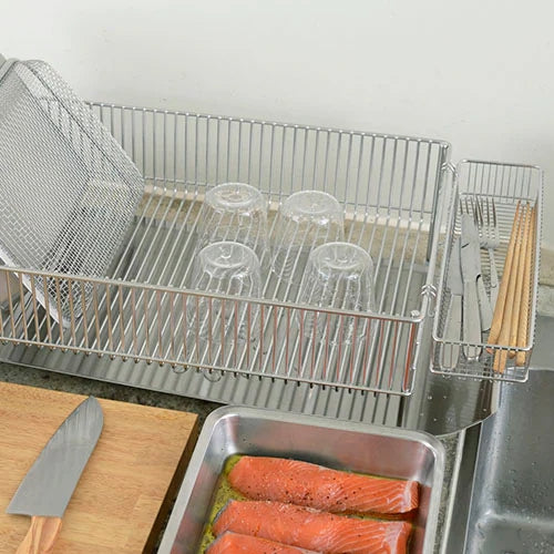 La Base Stainless Steel Large Dish Drainer Rack 3-Piece Set