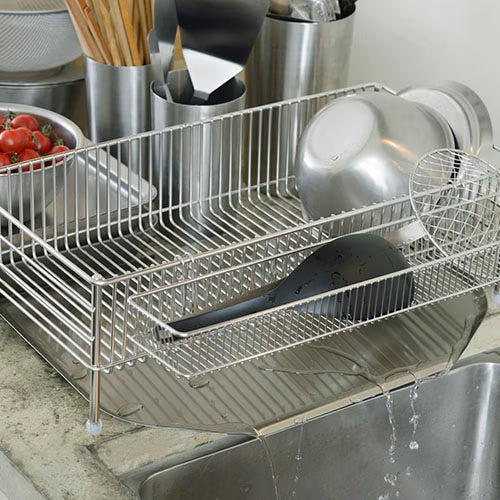 La Base Stainless Steel Large Dish Drainer Rack 3-Piece Set