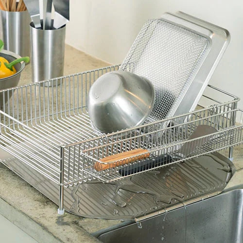 La Base Stainless Steel Large Dish Drainer Rack 3-Piece Set
