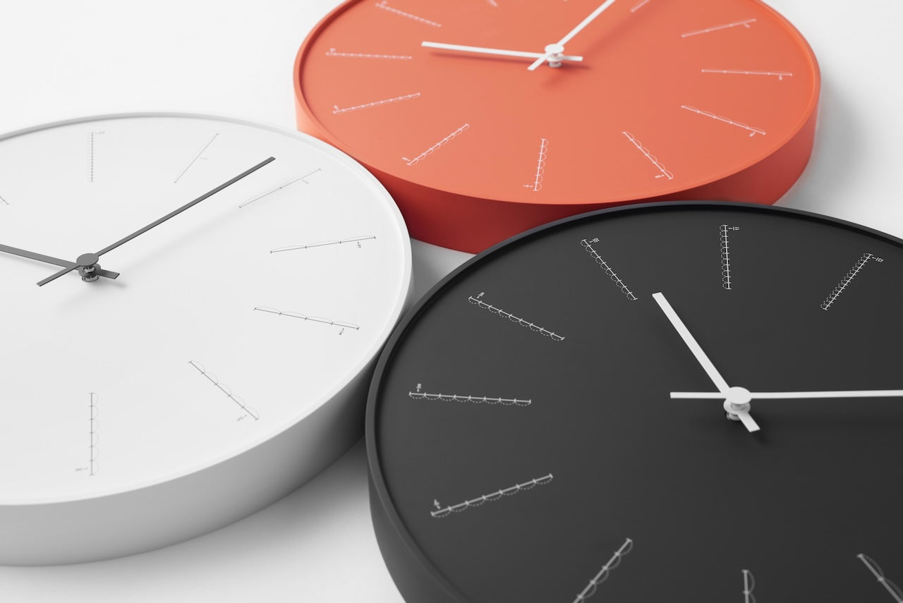 Lemnos Divide Japanese Designer Wall Clock - Orange