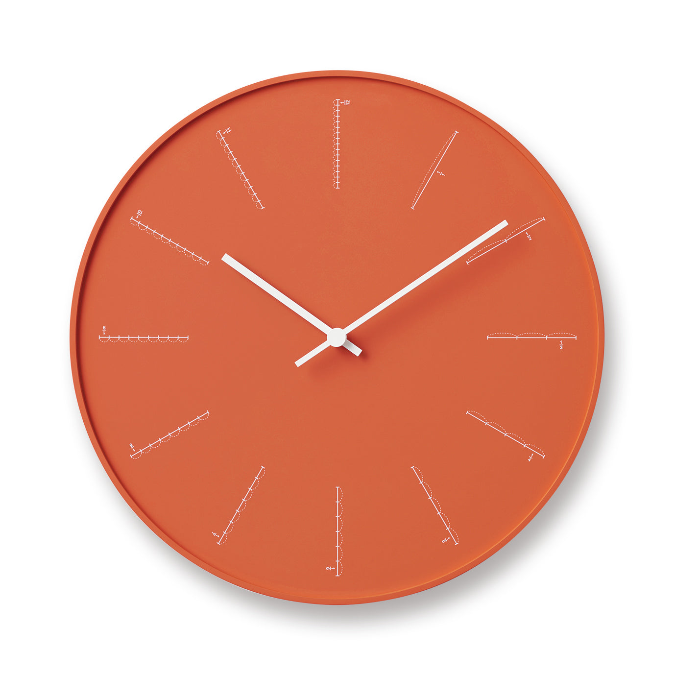 Lemnos Divide Japanese Designer Wall Clock - Orange