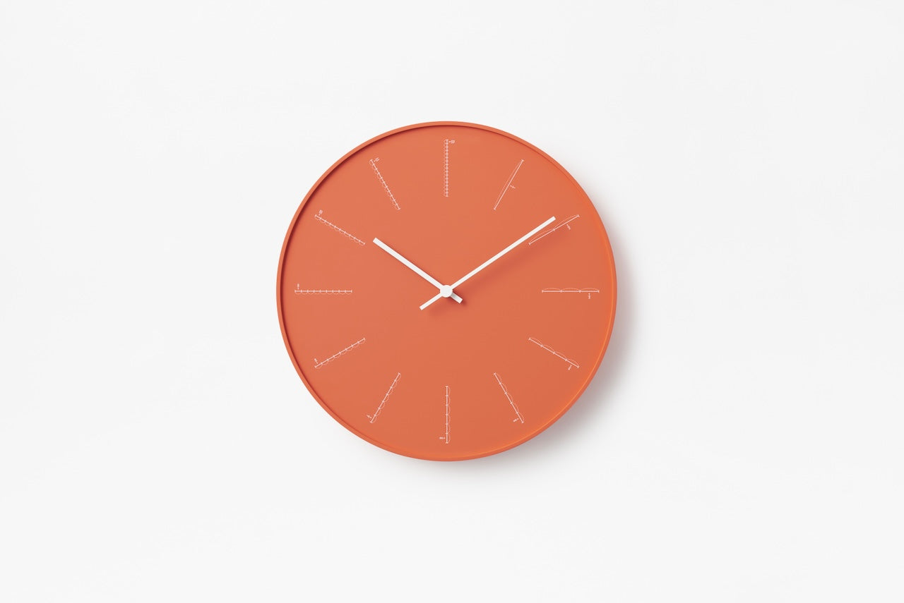 Lemnos Divide Japanese Designer Wall Clock - Orange
