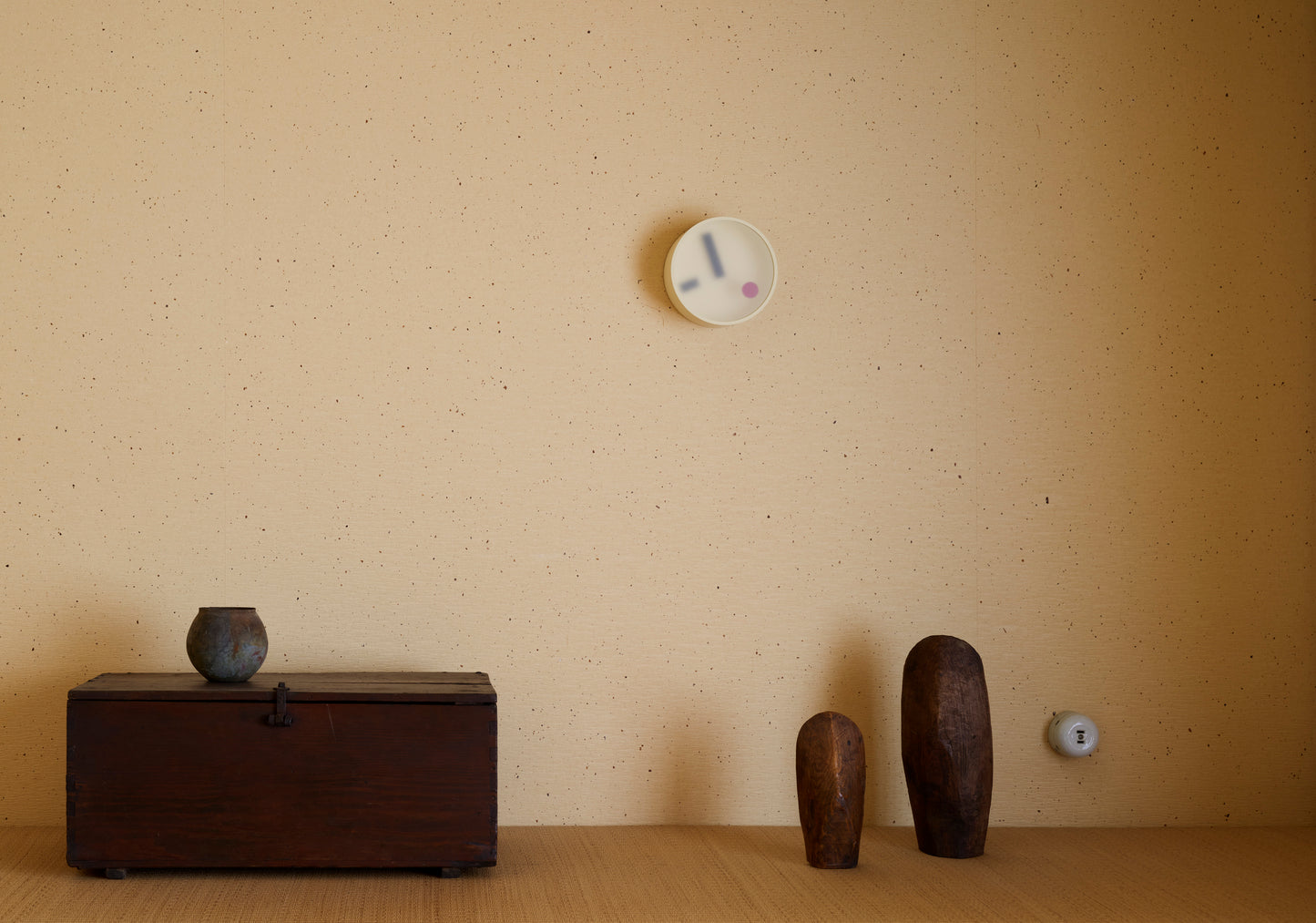 Lemnos Kehai Japanese Designer Wall Clock - Clay Yellow