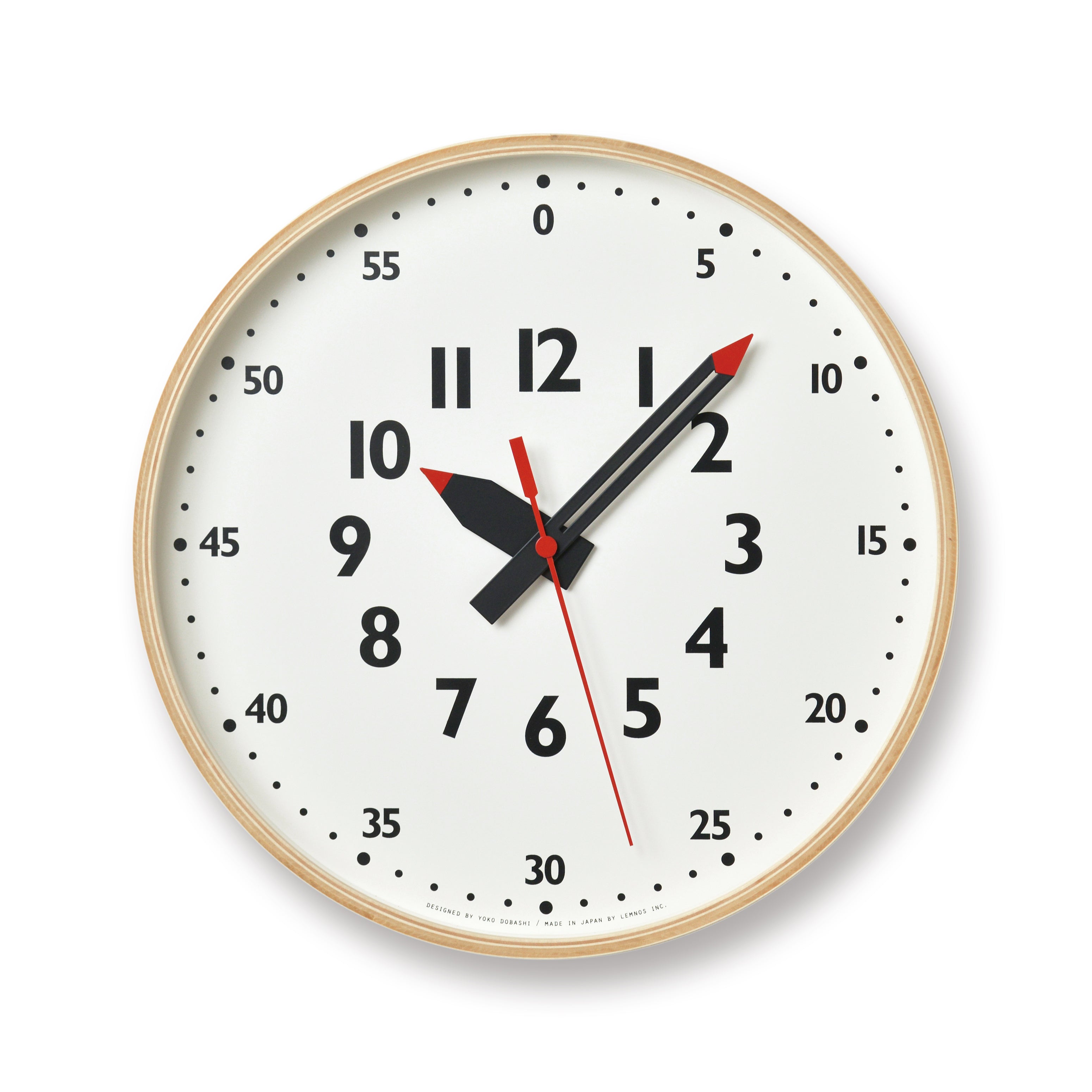 【fun pun clock】掛時計　Lサイズ Lemnos fun pun Children's Learning Wall Clock - Natural – Made In