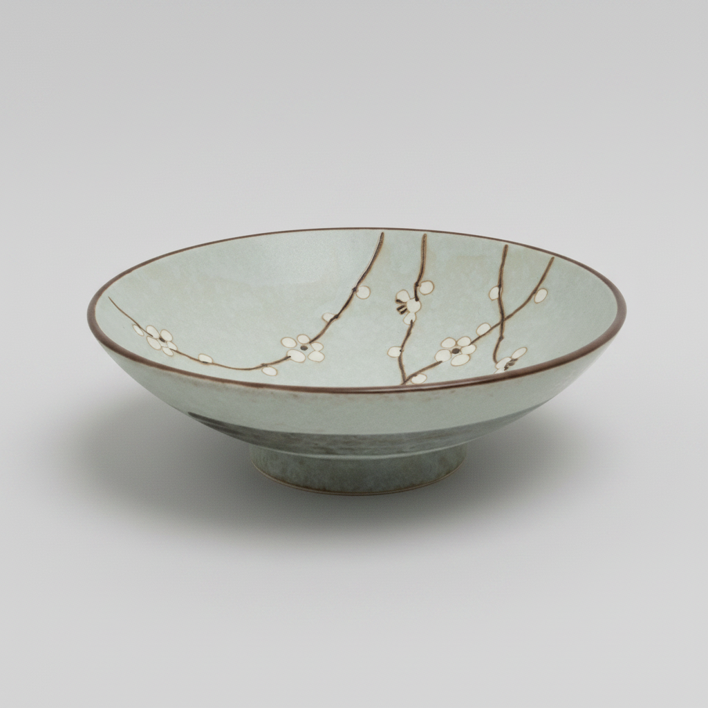 Light Blue Blossom Ramen Bowl 24cm