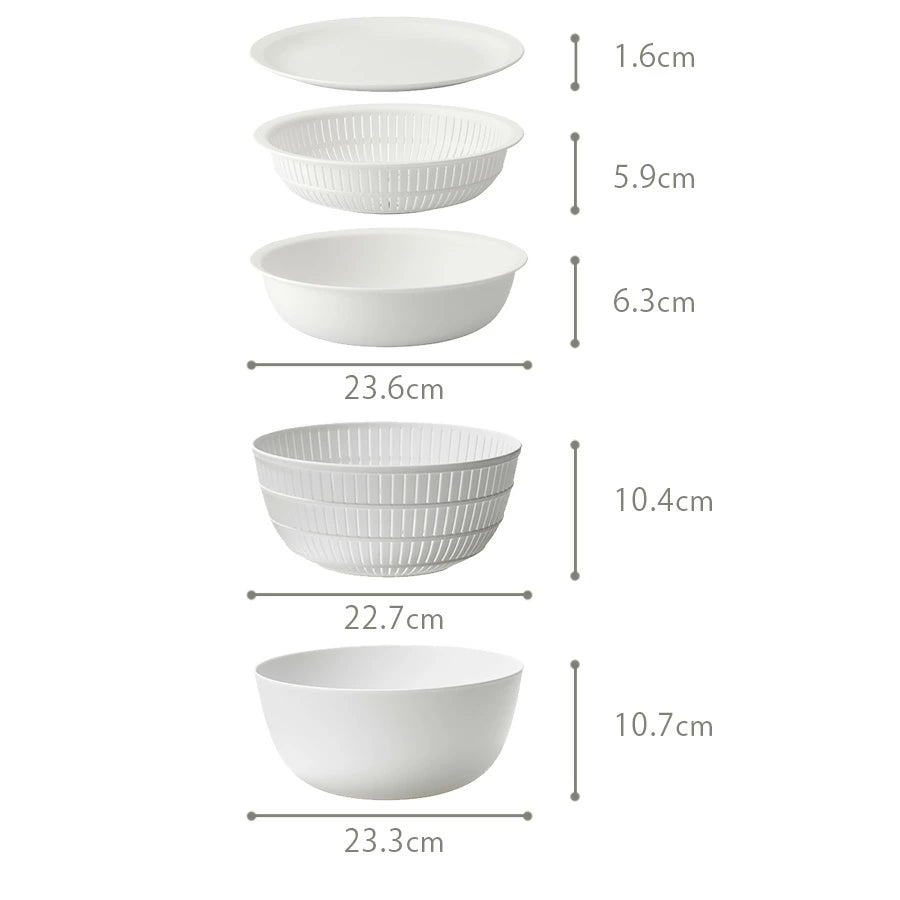 Like-it Rice Washing Bowl & Colander 6-Piece Set - Grey