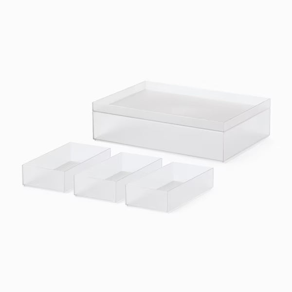 Like-it Tidy-Up Nesting Shallow Storage Box Set of 4 - Clear