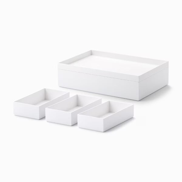 Like-it Tidy-Up Nesting Shallow Storage Box Set of 4 - White