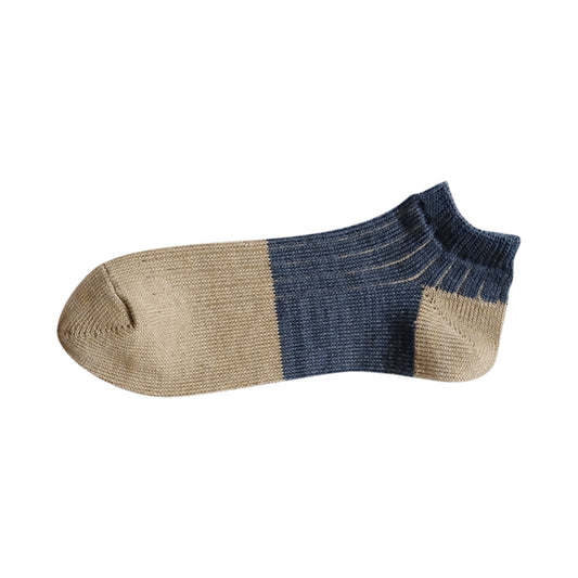 Linen Cotton Anklet Socks - Blue