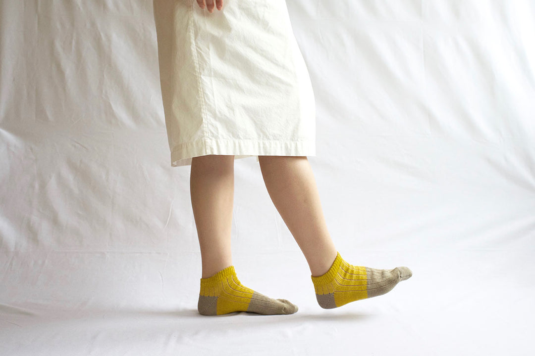 Linen Cotton Anklet Socks - Yellow