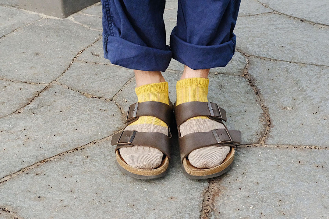 Linen Cotton Anklet Socks - Yellow