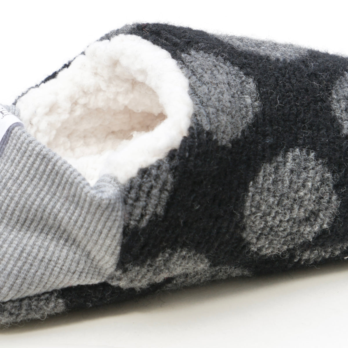 Merippa Black Dot Pile x Sheep Boa Canvas Japanese Slippers