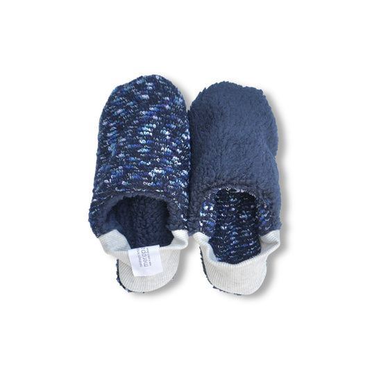 Merippa Blue Fancy Pile x Navy Vintage Sheep Boa Japanese Slippers