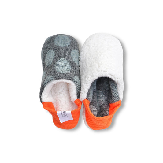Merippa Charcoal Dot Pile x Sheep Boa Canvas Japanese Slippers