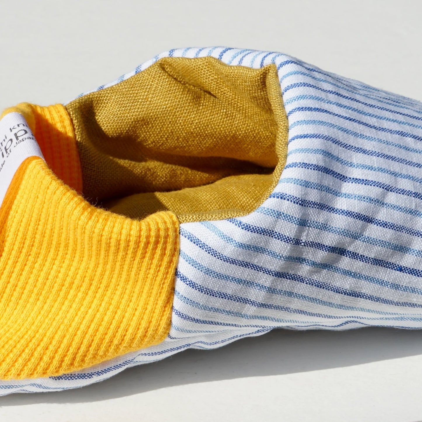 Merippa Linen Blue Stripe x Linen Mustard Canvas Japanese Slippers