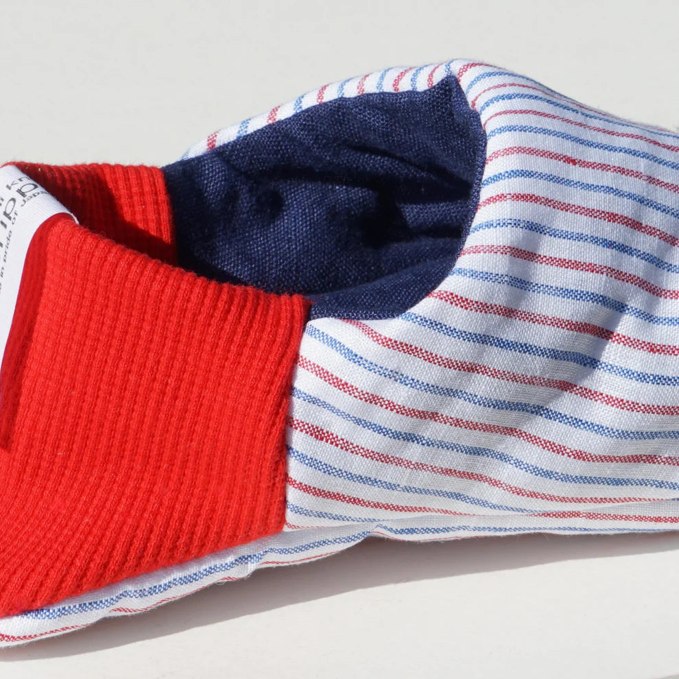 Merippa Linen Red Stripe x Linen Navy Canvas Japanese Slippers