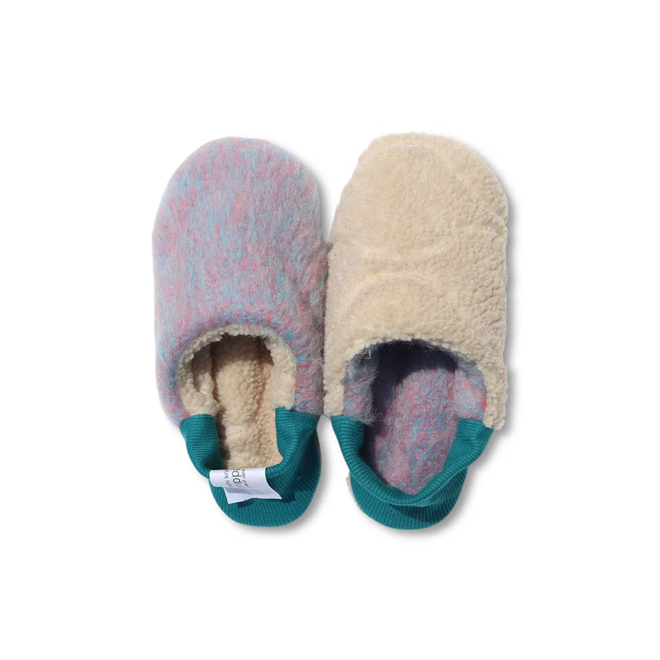 Merippa Melange Shaggy x Quilted Boa Purple Japanese Slippers
