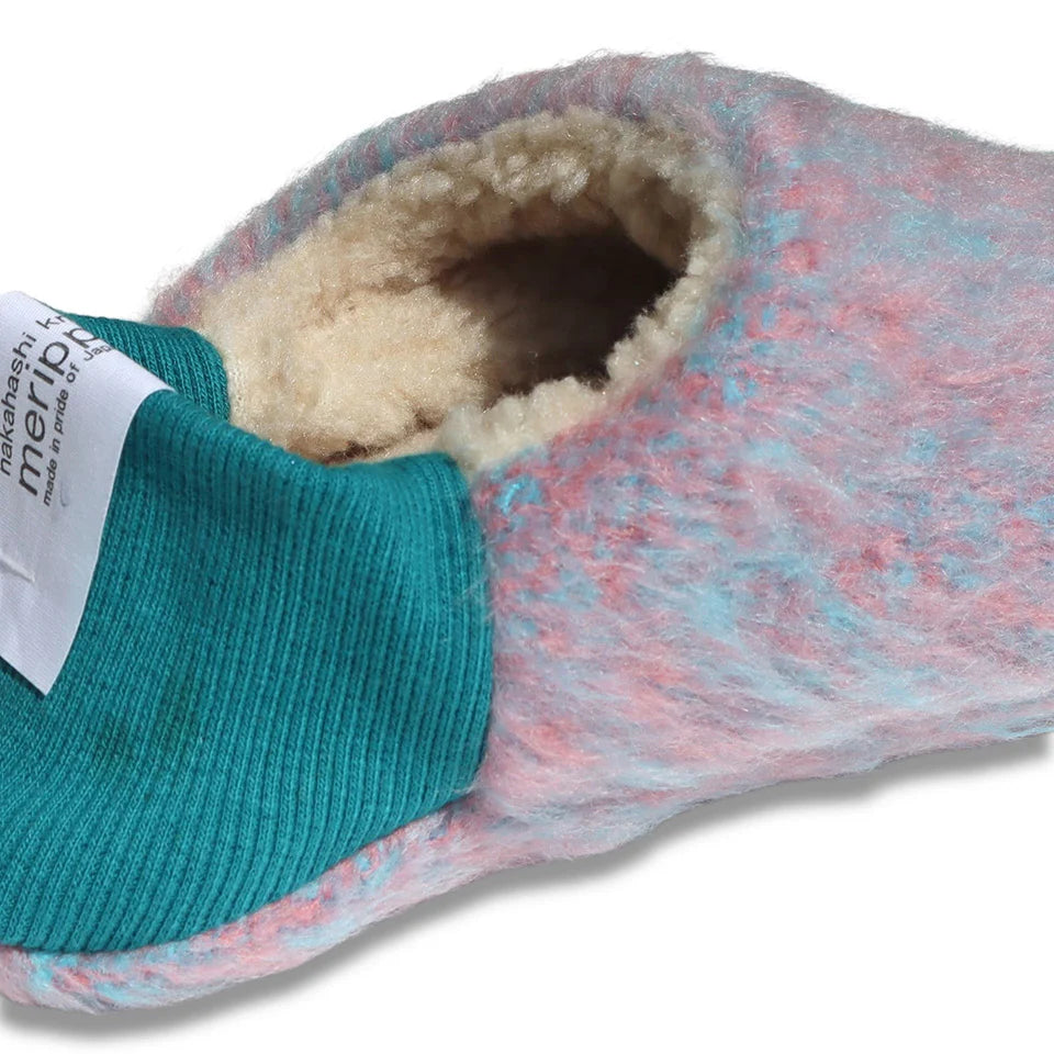 Merippa Melange Shaggy x Quilted Boa Purple Japanese Slippers