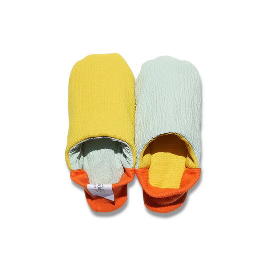 Merippa Mixed Tweed Yellow x Soccer Fabric Mint Japanese Slippers