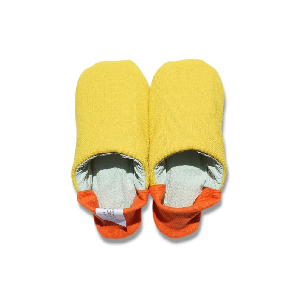 Merippa Mixed Tweed Yellow x Soccer Fabric Mint Japanese Slippers