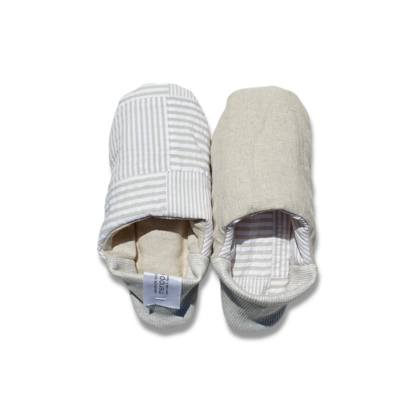 Merippa Soccer Patchwork Beige x Knapsack Natural Japanese Slippers